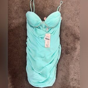 Oh Polly Aqua Midi Dress